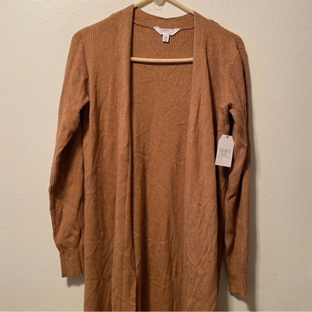 Time And Tru Cardigan Sweater Women’s Size Small Brown 42” Long New